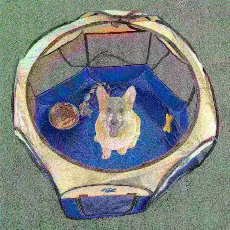 Pet Adobe Pop-Up Portable Pet Playpen with Case for Indoor/Outdoor 31.5" x 22" for Dogs / Cats (Blue) 288252ZTE